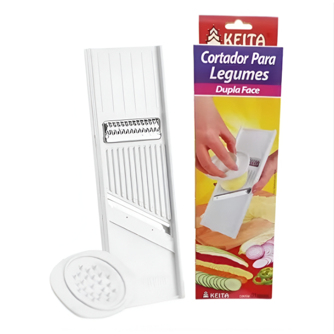 Cortador Fatiador ralador de legumes Frutas Queijo Keita Dupla Face Apoiador 21cm cozinha