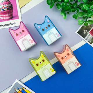 Borracha Decorada em Formato de Gatinhos (azul, amarelo, laranja e rosa) - Acrilex em Oferta na Shopee