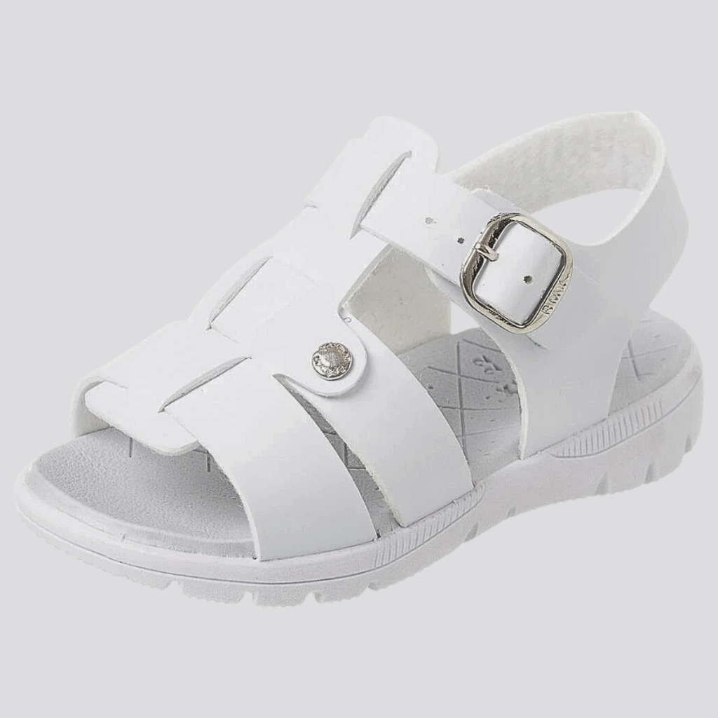 Sandália Papete Infantil Menino Branca com Fivela Social para Bebê em Oferta na Shopee