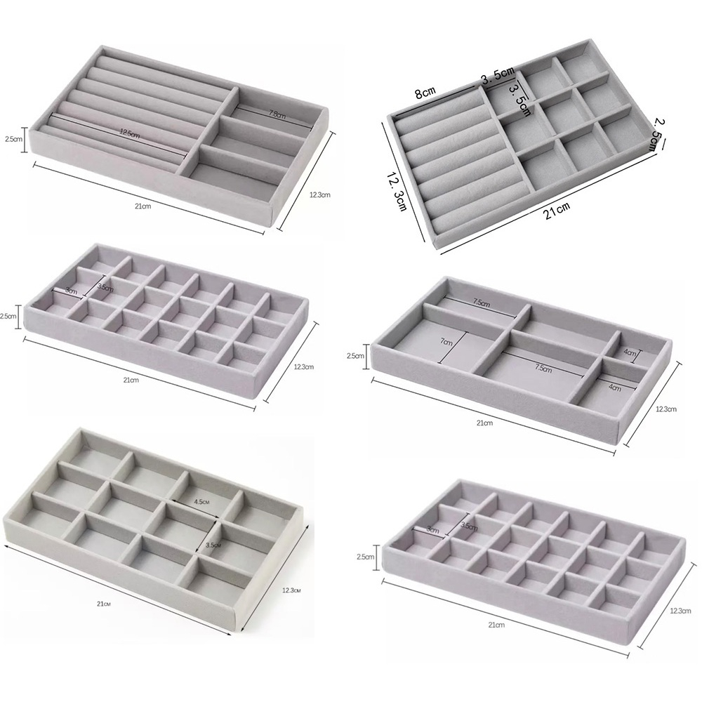 Kit 6 Porta Jóias Bandejas Veludo Organizadors Para Jóias Bijuterias em Oferta na Shopee
