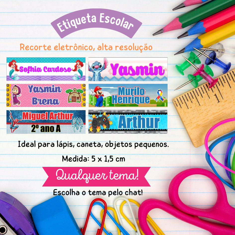 Imagem 120 Etiquetas adesivas escolar - Volta as aulas - QUALQUER TEMA