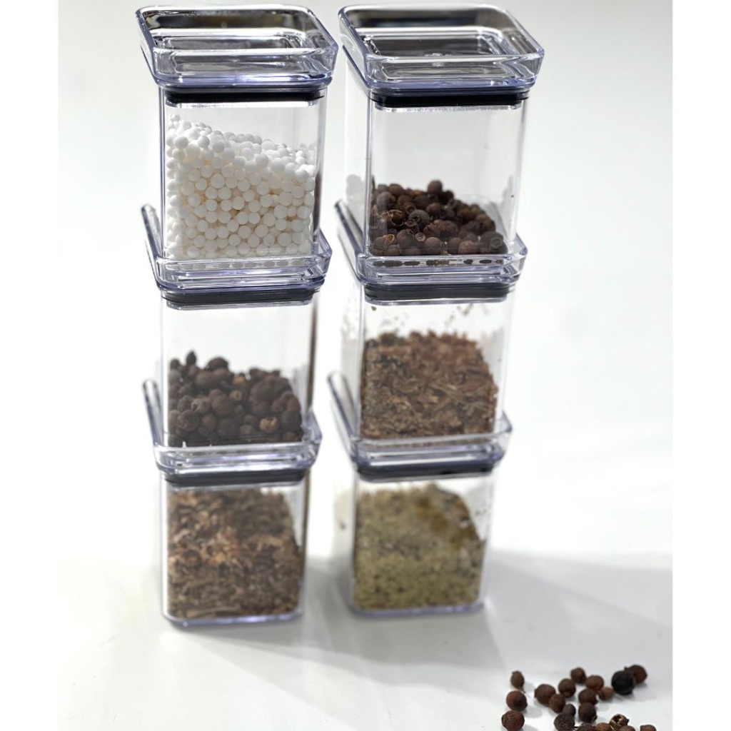 Kit 6 Mini Pote Hermético para Temperos em Acrílico Empilhável