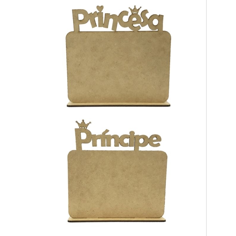 Porta Retrato com base Príncipe/Princesa MDF - 20x20cm