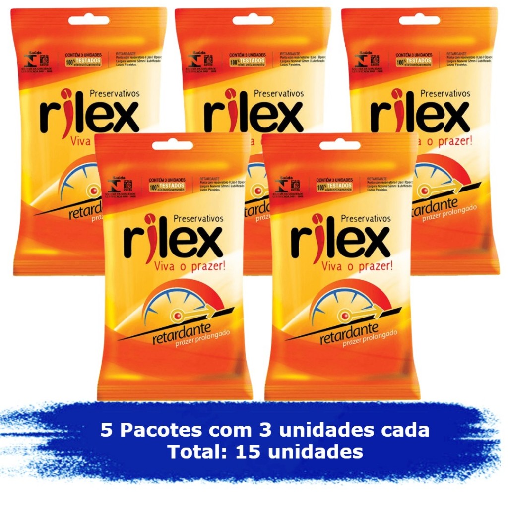 Camisinha Preservativo Rilex Retardante com 15 unidades 5x3 em Oferta na Shopee