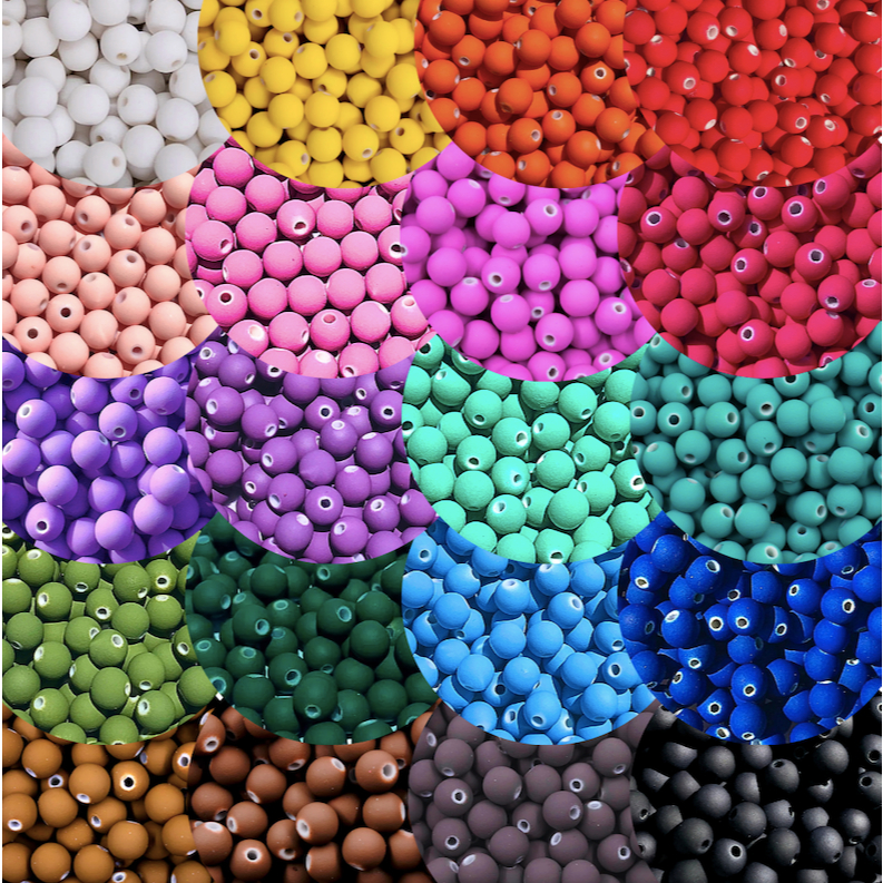 Até 500 Unidades Bola Emborrachada 08MM Miçanga Terço Pulseira Phone Strap Borracha em Oferta na Shopee