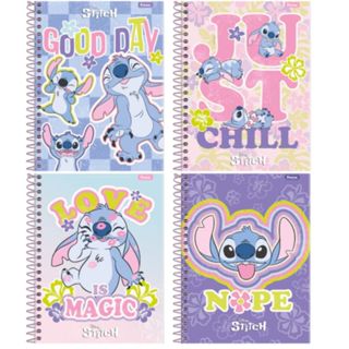 Caderno Universitário 10 Matérias Stitch 160 Folhas - Foroni em Oferta na Shopee