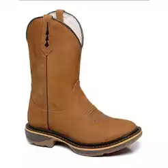 Bota Texana Couro Legítimo Bico Redondo