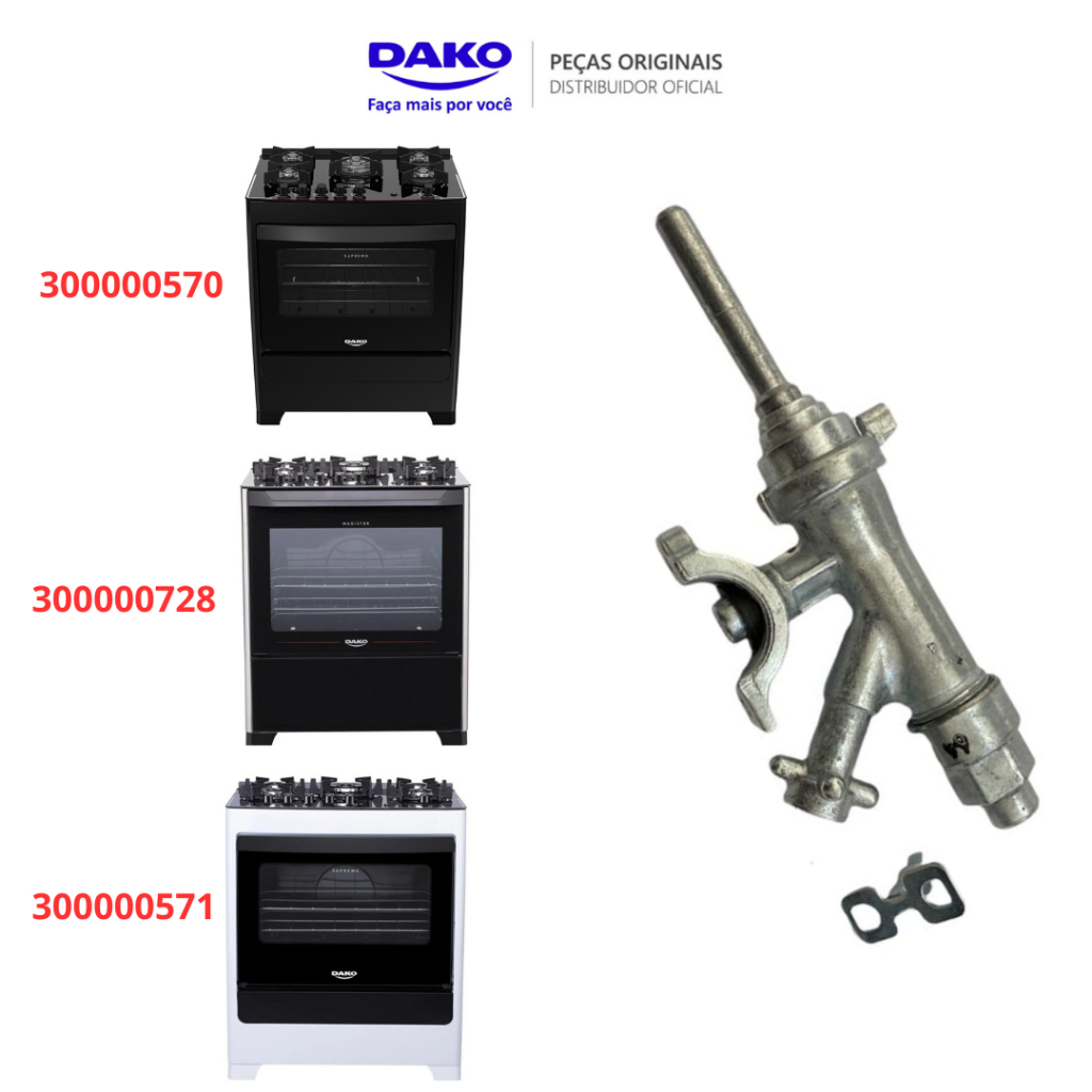RAMAL REGISTRO FORNO COM SENSOR ORIGINAL FOGÕES DAKO SUPREME GLASS MAGISTER GLASS 4 E 5 BOCAS