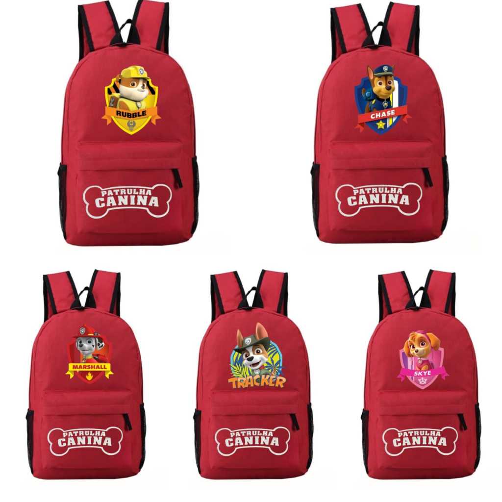 Mochila chase patrulha canina Mochila menino patrulha canina Mochila vermelha Bolsa escolar patrulha