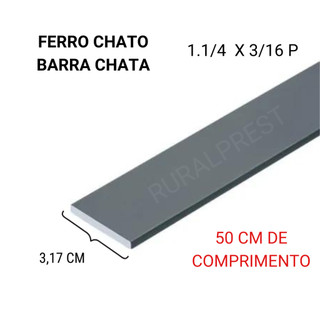 BARRA CHATA FERRO CHATO AÇO CARBONO 1.1/4 X 3/16 P (31,75 X 4,76MM) - 1 PEÇA DE 50 CM