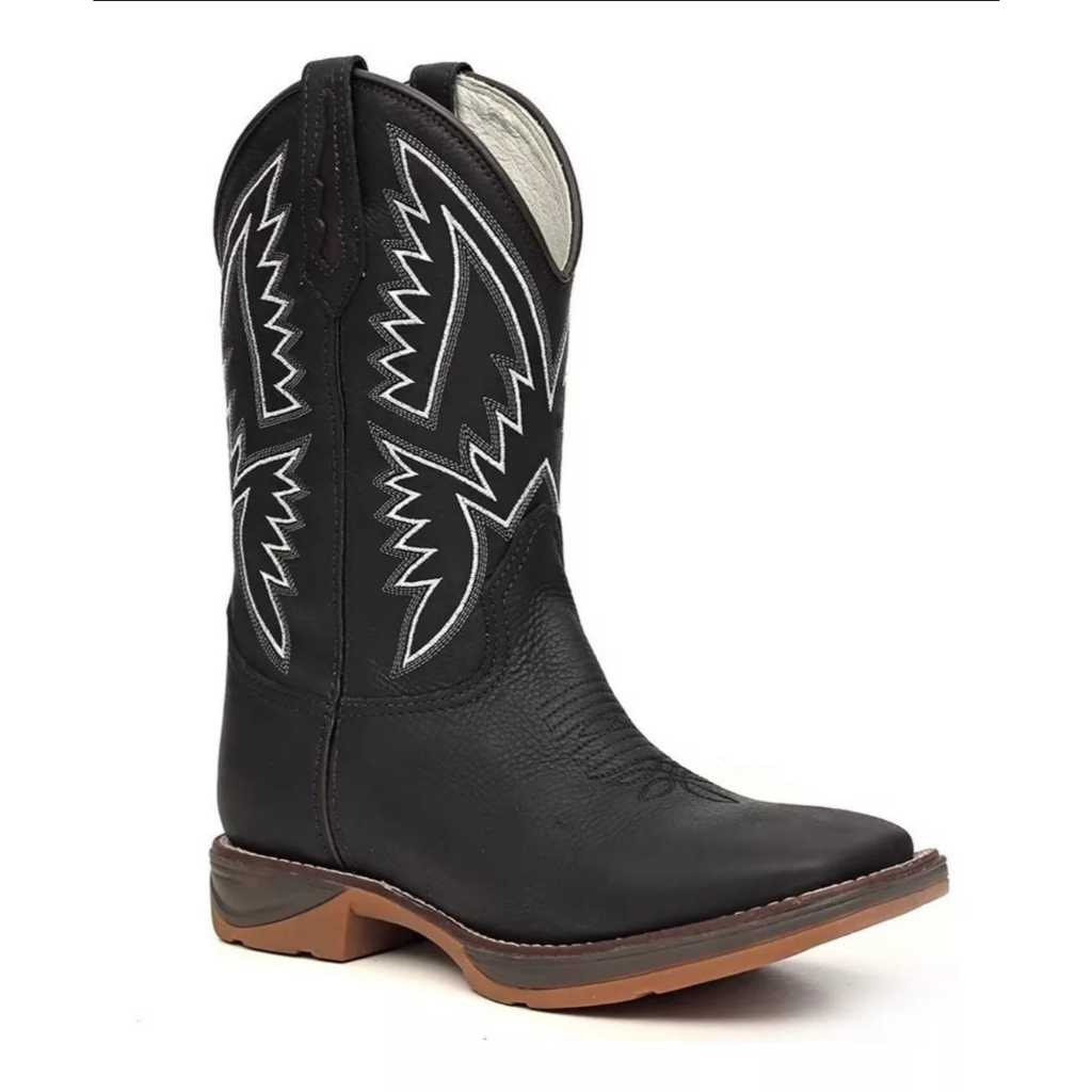 Bota Texana Lançamento Sola Jump Couro Preto