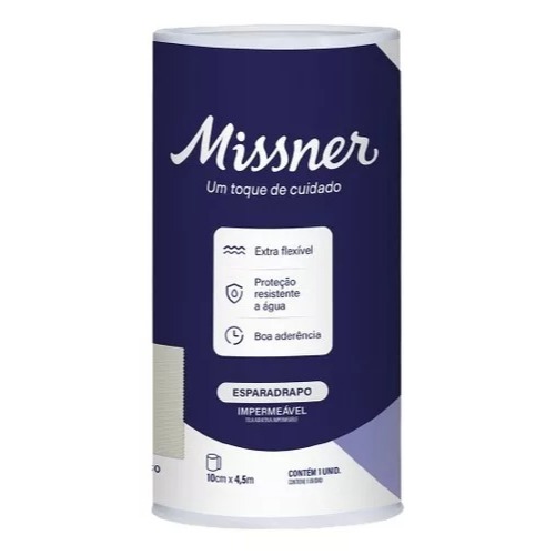 Esparadrapo 10cm X 4,5m - Missner Impermeável Branco Original