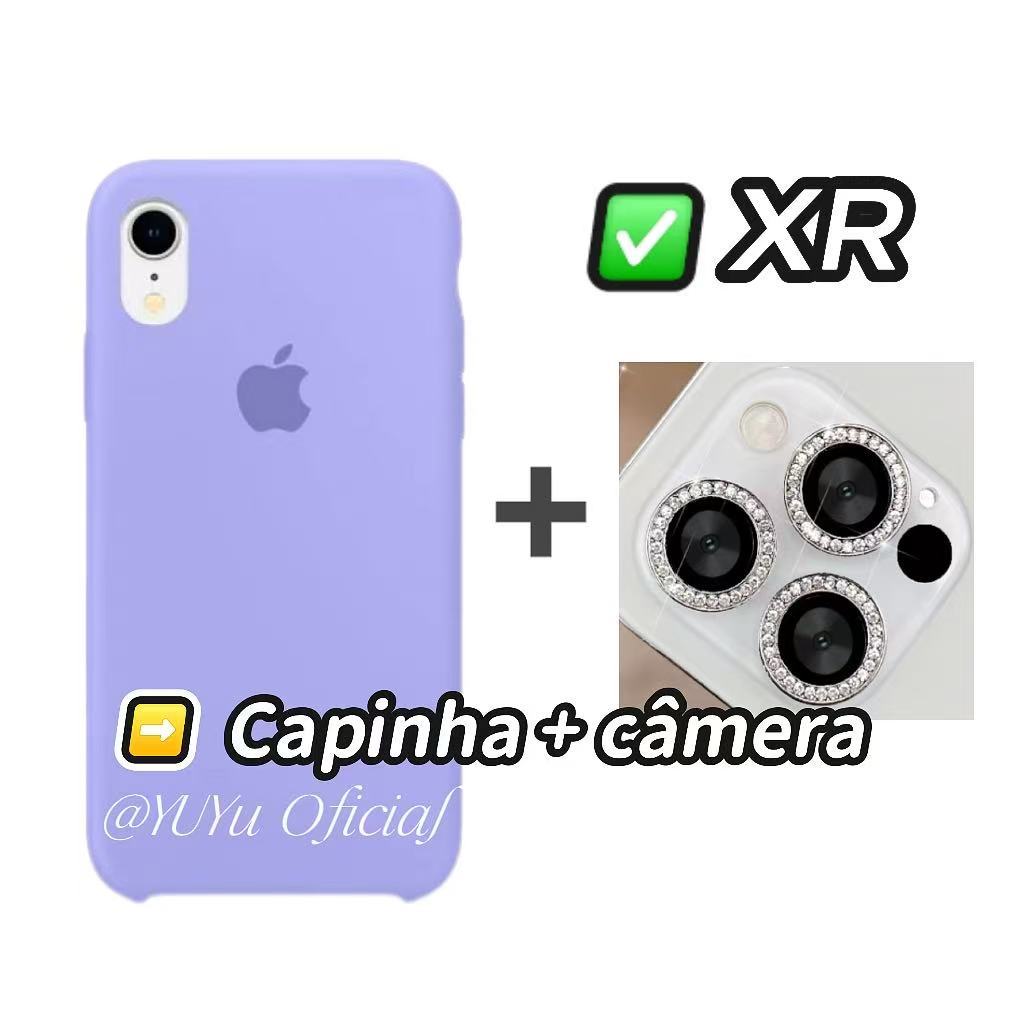 Kit Películas Lente Câmera Brilhante Com Capa Case Silicone Aveludado iPhone XR