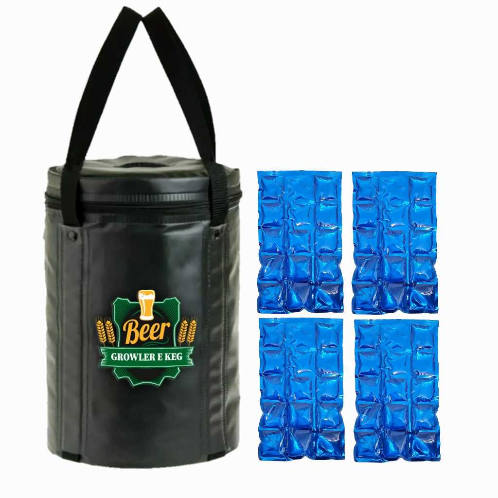 Bolsa Térmica bag cooler  para Barril de Chopp e Cerveja Black + 4 Cartelas Gelo Gel