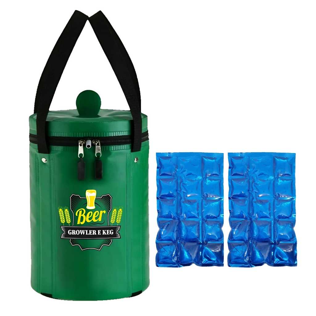 Bolsa Térmica Bag cooler  para cerveja Barril de Chopp 5L + 2 Cartelas Gelo gel