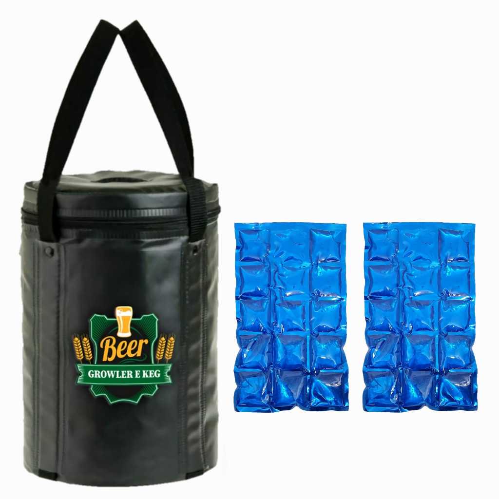 Bolsa Térmica bag cooler para Barril Chopp 5L Black + 2 Cartelas Gelo gel