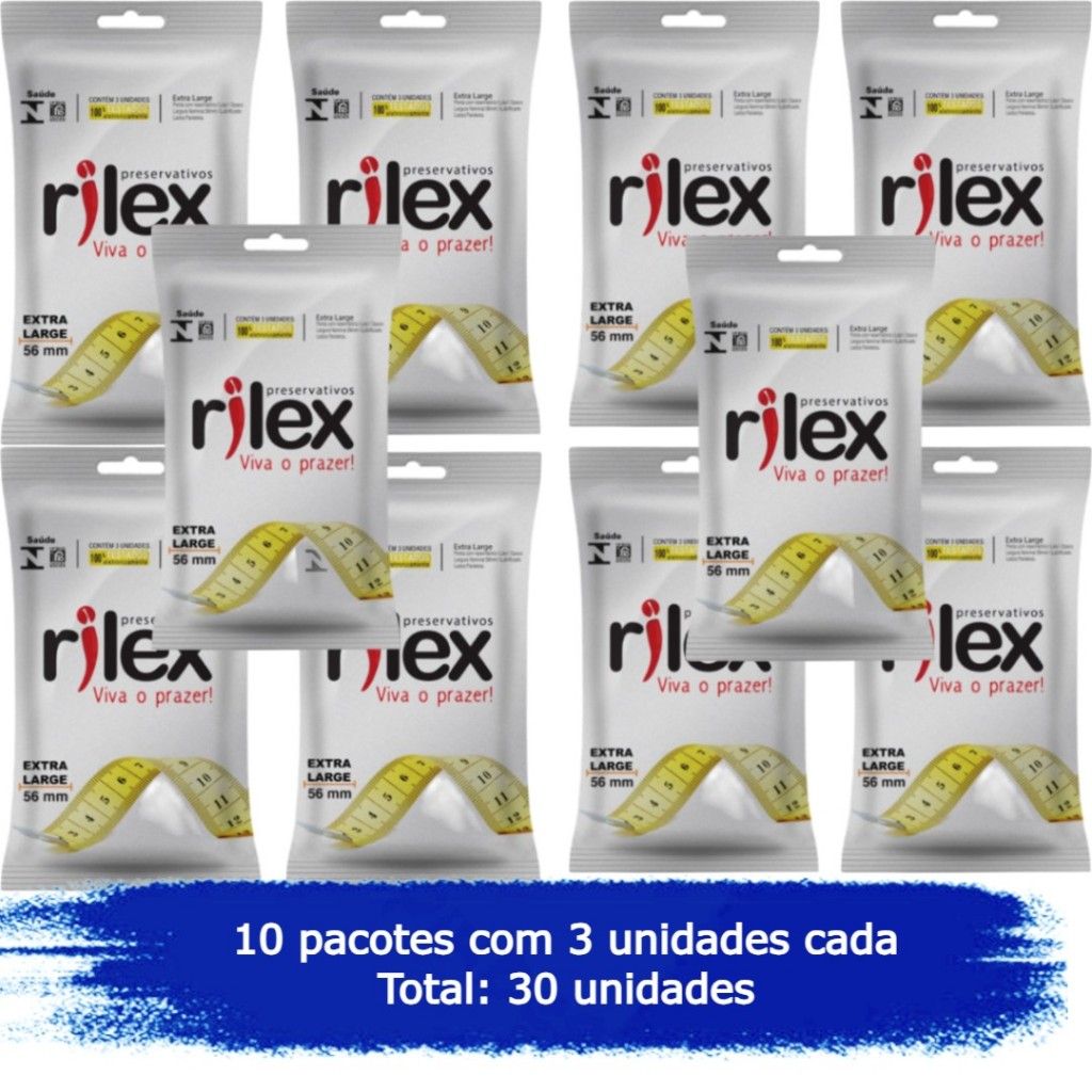 Camisinha Preservativo Rilex Extra Grande com 30 unidades 10x3 em Oferta na Shopee