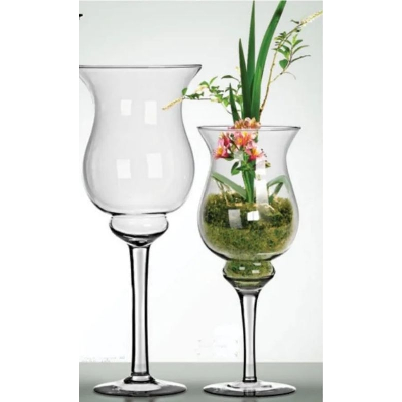Lindíssimo vaso estilo Taça de vidro para decoração de flores incolor Napolli 37 / 43cm