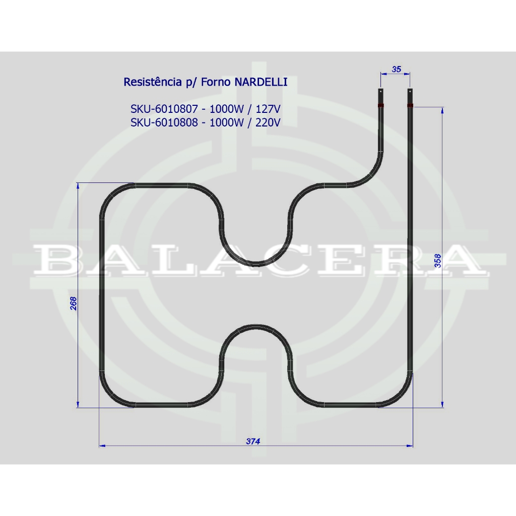Resistências Elétricas para Fornos NARDELLI - 1000W