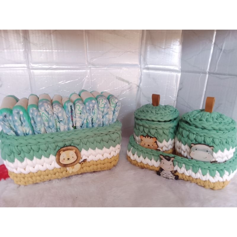 kit higiene em fio de malha 4 peças safari