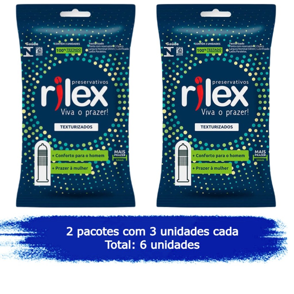 Camisinha Preservativo Rilex Texturizado com 6 unidades 2x3 em Oferta na Shopee