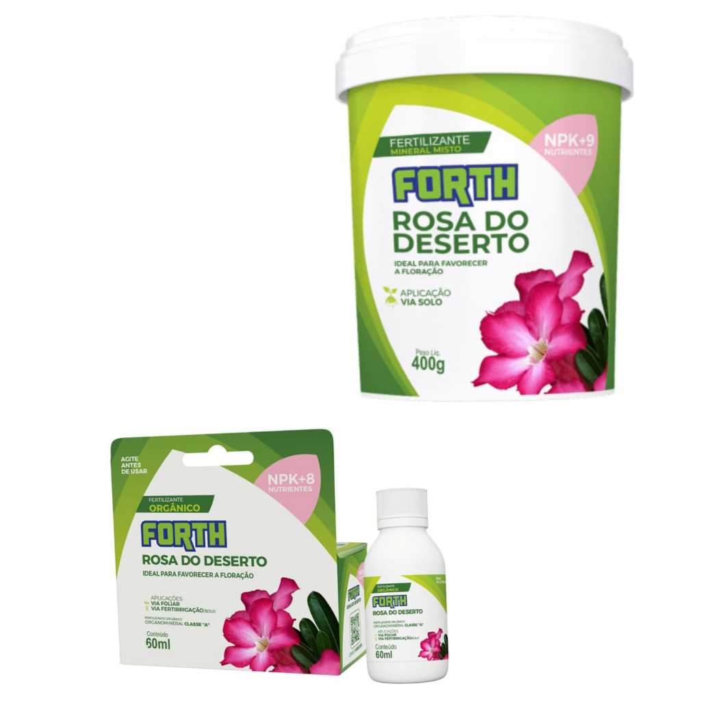 kit forth rosa do deserto 400g + foth rosa do deserto concentrado liquido foliar 60ml, tudo que sua planta precisa