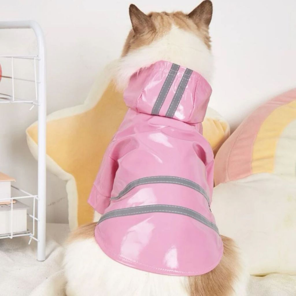 Capa pet de chuva rosa para gato e cachorro