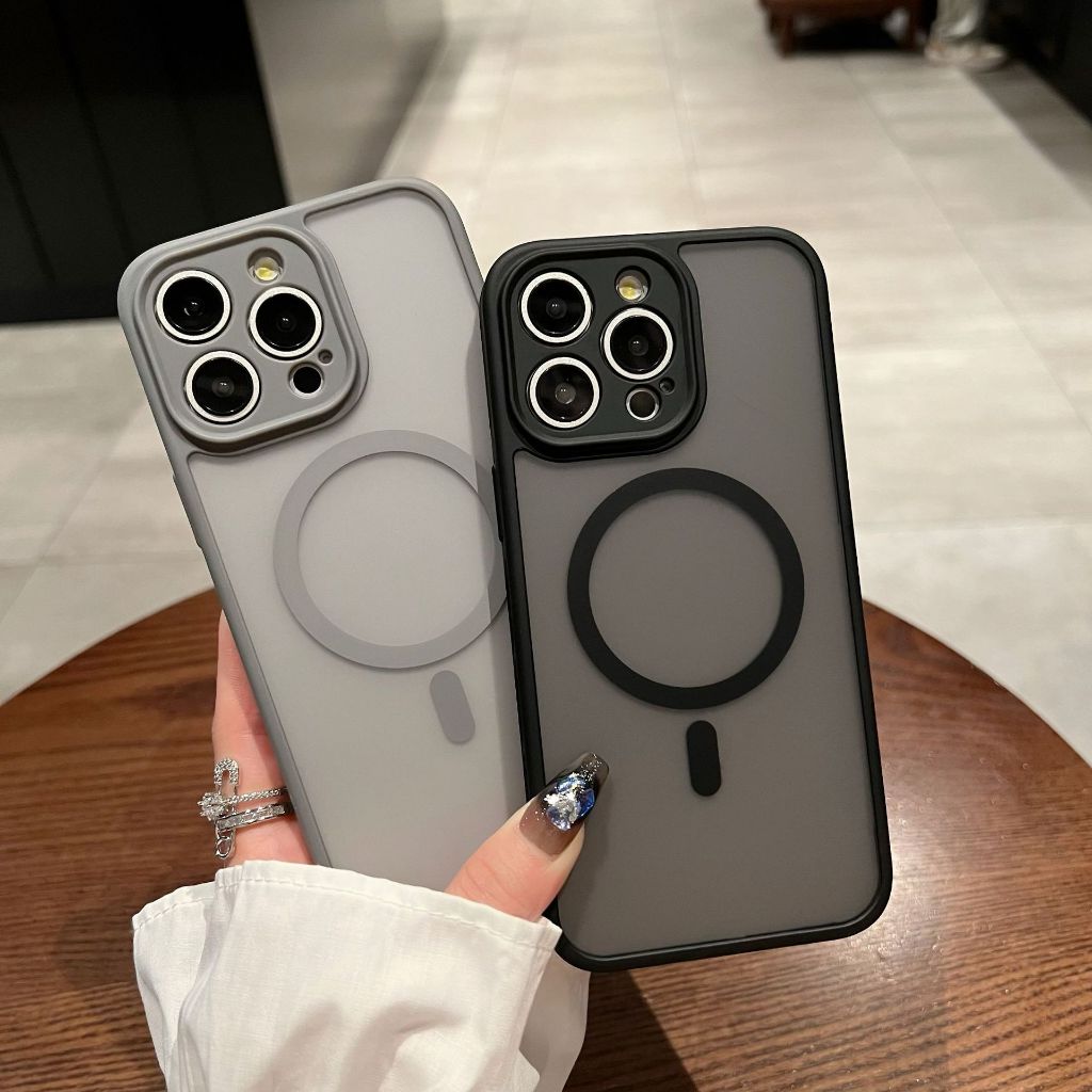 Magnético Luxo Fosco Translúcido Armadura Caso À Prova De Choque Para iPhone11 12 13 14 15 16 pro max plus em Oferta na Shopee