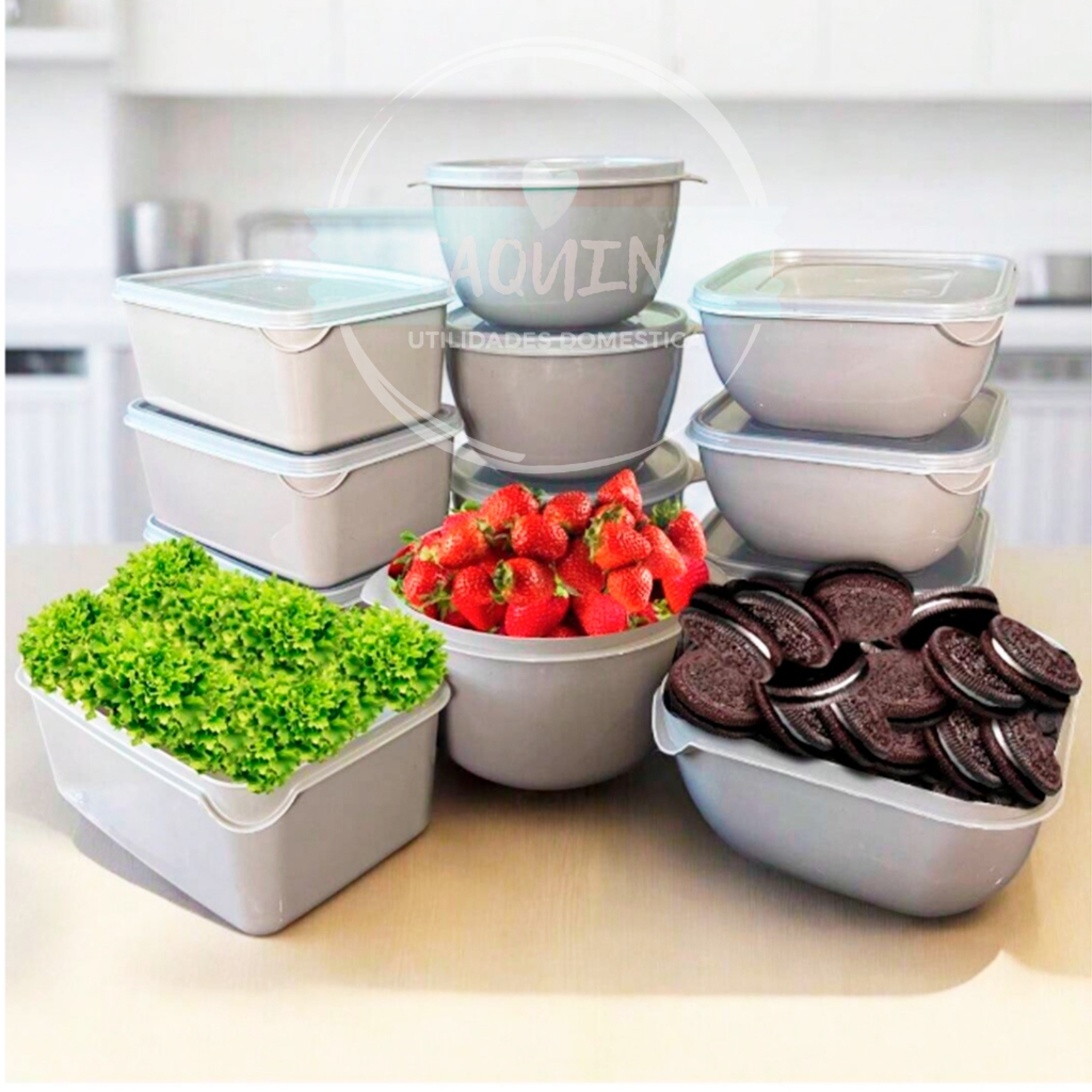 Kit jogo de 12 potes modelos variados marmita em Oferta na Shopee