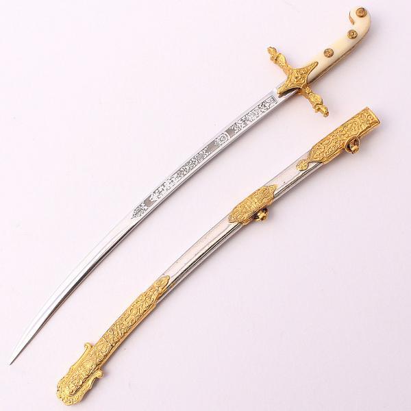 Espadim Espada Militar Miniatura Banhado A Ouro - Impecável!