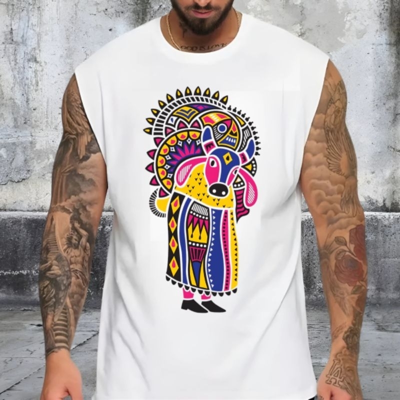 Regata Oversized Sleeveless Masculina Streetwear Estampada Carnaval Verão