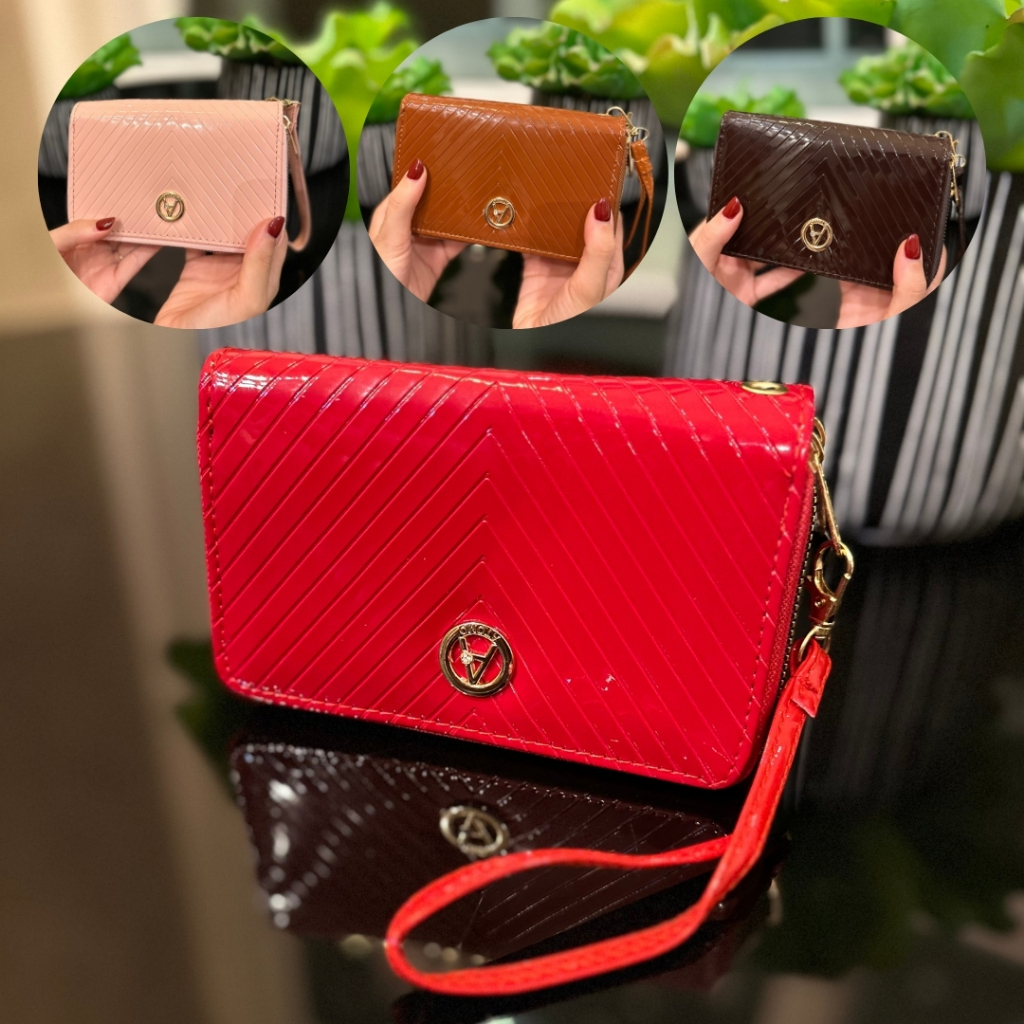 Carteira Bolsa Feminina Grande 2 Zíper Porta Cartões e Celular Comprida com Alça