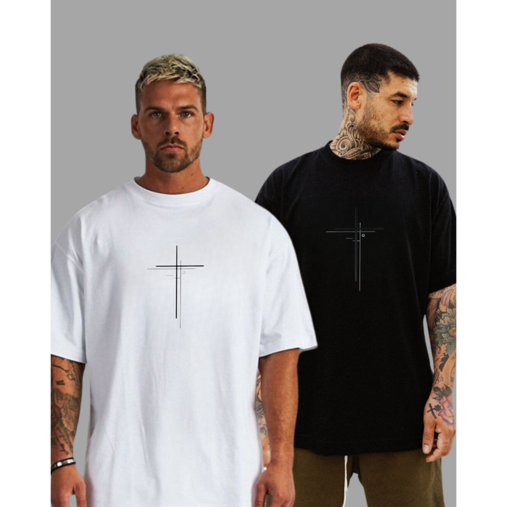 camiseta Oversized masculina streetwear camiseta over estampada cruz