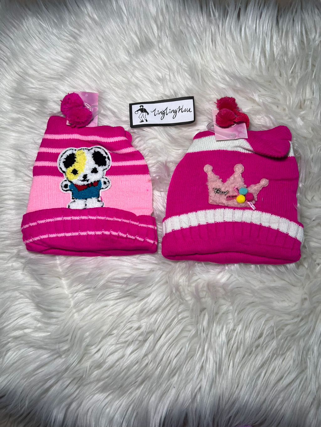 kit com 6-12 Touca Gorro para Bebês Meninas Desenhada Vários Temas Cores Variadas-atacado