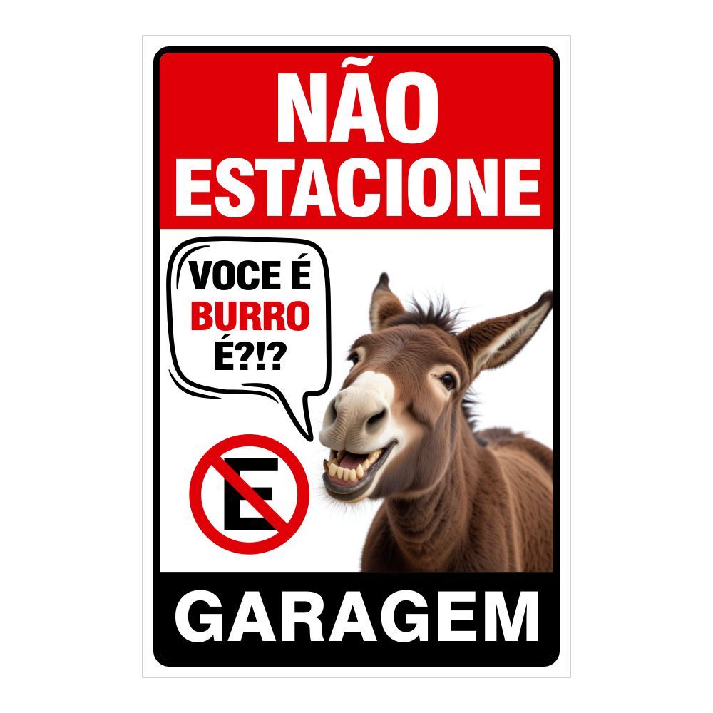 Placa Não Estacione Garagem Você é Burro É - 20cmx30cm em Oferta na Shopee