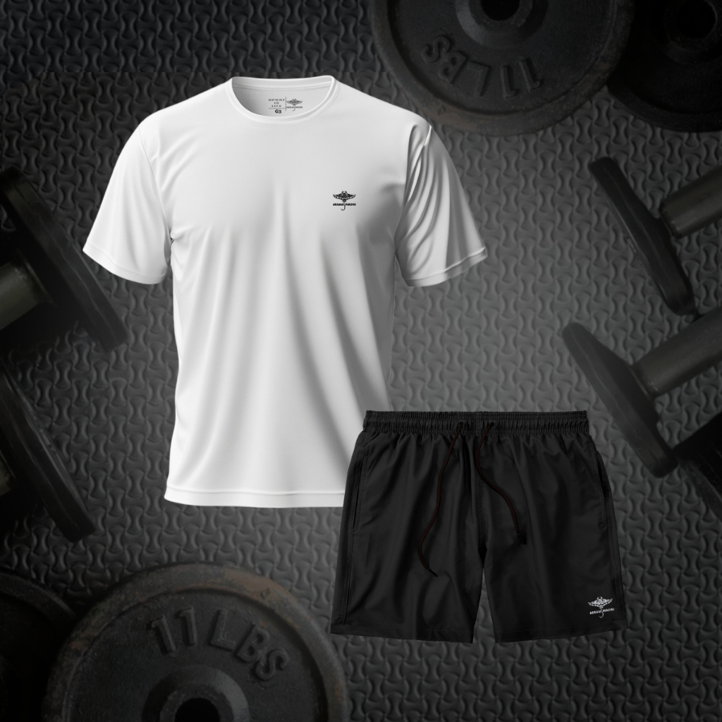 Conjunto Masculino Camiseta Dry Fit Plus Size e Short Mauricinho Verão Academia Básico