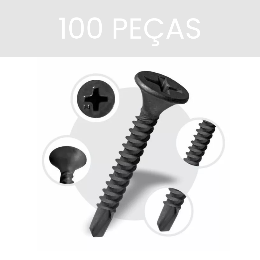 Parafuso Para Drywall Trombeta Ponta Broca Kit 100 Peças em Oferta na Shopee