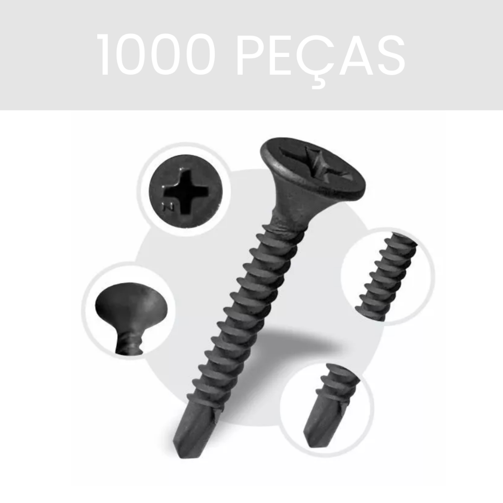 Kit 1000 Parafuso Para Drywall Trombeta Ponta Broca Tamanhos