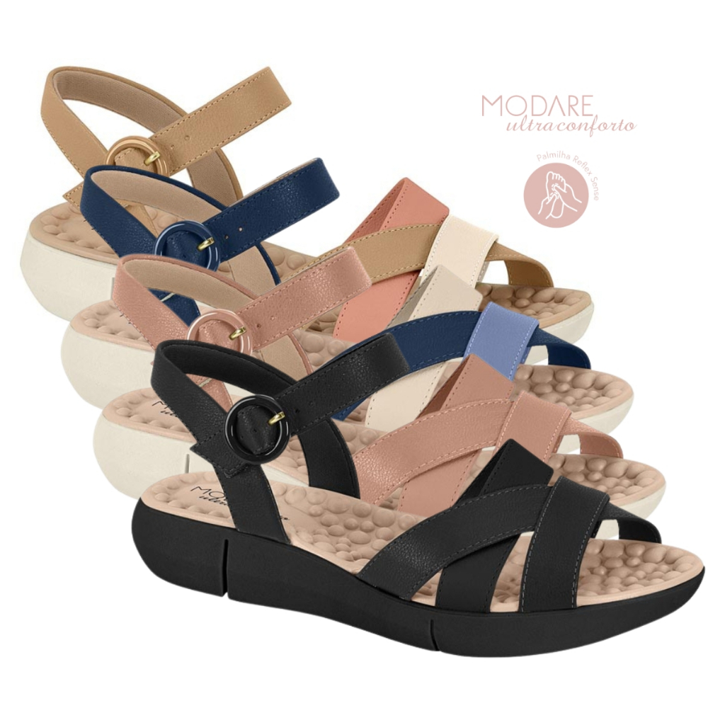 Sandalia Ortopedica Modare Ultraconforto Feminina Massageadora Esporao Elastico Original - Women Shoes