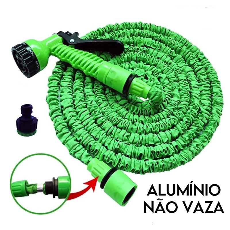 Mangueira Expansível Flexível 15 Metros / 30 M Jardim Retrátil Multiuso Conector Alumínio PREMIUM
