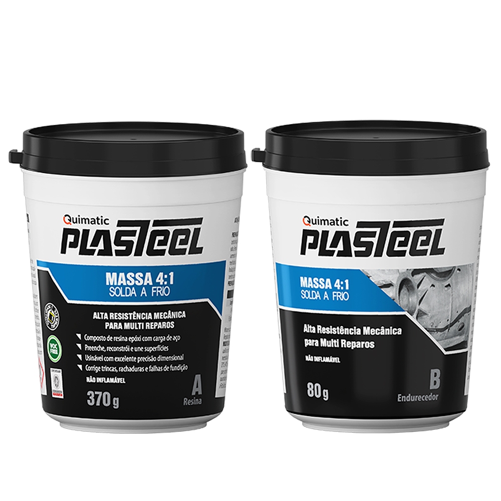 Solda a Frio Plasteel 4:1 Quimatic Massa Epóxi com Carga de Aço Tapmatic em Oferta na Shopee