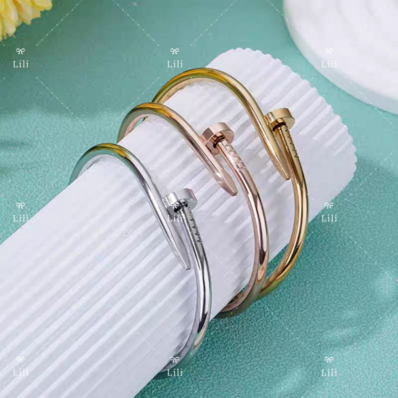 Kit Pulseira Bracelete Prego Prata/Dourado  inox em Oferta na Shopee