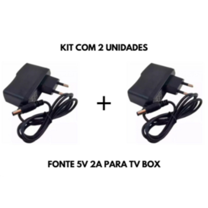 Kit Com 2 Fonte Universal Para Smart Box TV 5V / 2A