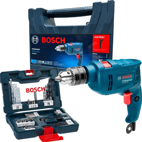 Kit Furadeira Impacto Bosch GSB 550 RE 110v + V-Line 41 Peças Brocas e Pontas