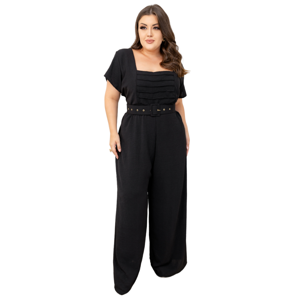 00038 Macacão Plus Size Pantalona CLASS
