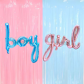 Kit bexigas e cortinas para decoração balões para chá revelação bebe menino menina boy girl em Oferta na Shopee