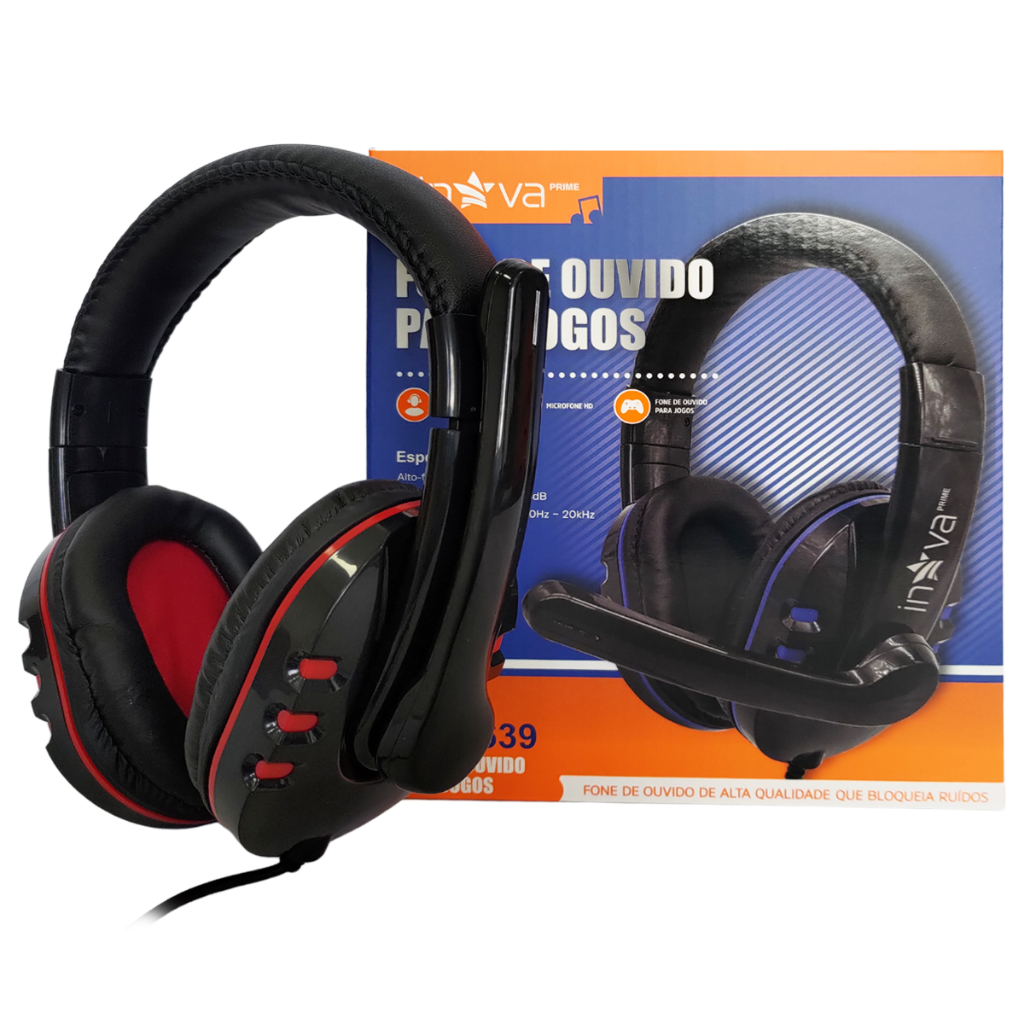 Fone de Ouvido Gamer Com Fio Headset Microfone Controle de Volume Original Inova