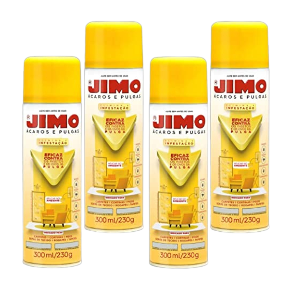 Kit com 4 Jimo Anti Ácaros Pulgas e Carrapatos Spray 300ml
