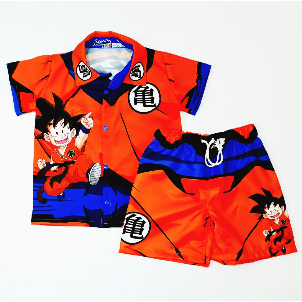 CONJUNTO MAURICINHO GOKU MENINO DRAGONBALL ANIVERSÁRIO em Oferta na Shopee