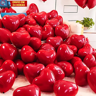 25 Unidades Balão Bexiga Coração Vermelho 6 Pol Balão Latex em Oferta na Shopee